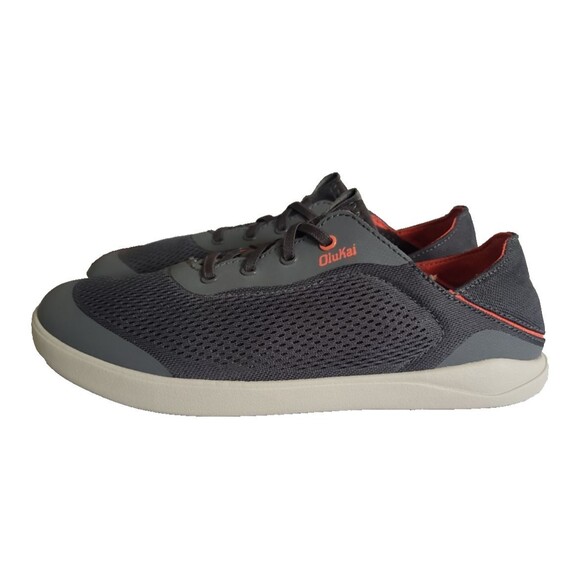 OluKai Moku Pae Boat Shoes Men\'s Size 9 Gray/Orange Quick-Dry Mesh main image 4